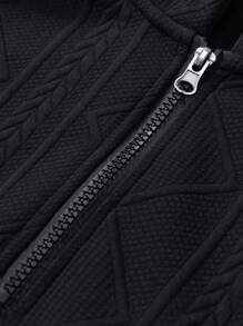 Moletom Masculino Casual Folgado com Capuz e Zíper Parcial, Outono