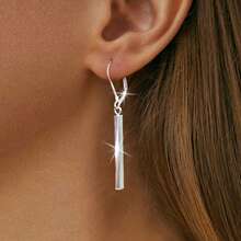 925 Silver Geometric Tassel Drop Earrings For Women, Elegant Design Suitable For Daily, Vacation, Party Wear, Holiday Gift - Silver - View 3