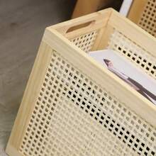 Wood Magazine Holder With Jute Rope HandlesHandcrafted Bamboo Toilet Roll Holder Wicker Magazine Storage Organizer For Bathroom Office And Desk Rectangle Natural 15" D X 6.9" W X 11.8" H. 0.58B0CJR85L6Q[Am]13W96