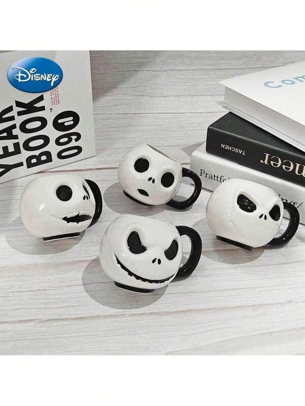 Disney 1 pièce Tasse en céramique mini Disney officiellement sous licence L'Étrange Noël de Monsieur Jack 130 ml, design de dessin animé mignon, tasse à café/thé parfaite pour le bureau, la maison, cadeau de fête pour les fans et collectionneurs de Tim Burton
