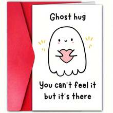 1pc Ghost Hug Greeting Card With Envelope - Versatile For Halloween, Birthday, Thank You - Friendly Spook Design For Anyone - Wicked Ghost Celebration Card For Friends, Family, Neighbors