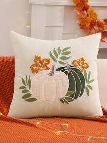 Dekorativer Überwurf-Kissenbezug für den Herbst, Kürbis-Stickerei, Cord-Streifen, Erntesaison Thanksgiving Wohnzimmer Schlafzimmer Sofa Party Dekoration, Halloween