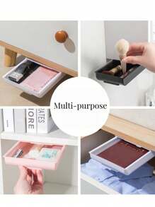 1 件隐藏式抽屉桌下收纳盒，大容量隐形办公桌底部抽屉，拉出式办公桌收纳架，女性开学季收纳整理器旅行必需品返校宿舍收纳秋季装饰