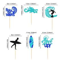 24 peças Topo de Bolo com Tema Náutico - Caveira, Leme, Pirata, 8 peças Prancha de Surfe, Bóia Salva-Vidas, Leme, Barco a Vela, Âncora, Decorações de Festa com Tema Náutico