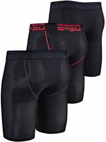 Men's Cool Dry Mesh Boxer Trunks 6-Inch Briefs, 3-Pack - 9吋_(黑/黑/黑) - 查看 6