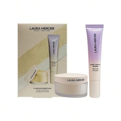  Laura Mercier Flawless Essentials 妆前乳 15ml 和散粉 6g 彩妆套装二件套 | 包含 15ml 妆前乳和 6g 散粉，打造完美无瑕妆容 | 轻盈妆前乳为持久妆容打造光滑底妆