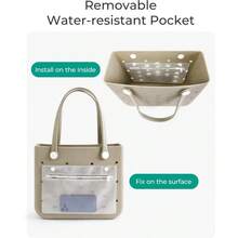 Beach Bag For Women Waterresistant Rubber Tote Bag Sandproof Vacation Essentials For Summer Swim Cruise Pool - 藍色 - 查看 4
