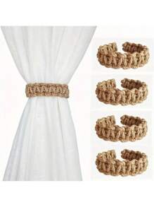 1/2/4pcs Curtain Tiebck, Curtain Tie Rope Braided Curtain Clip Curtain Holdback For Bedroom Living Room Home Decor