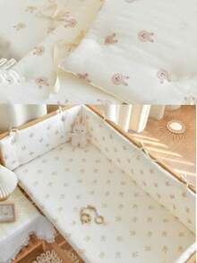 1 件新生儿一体式婴儿床保险杠，婴儿防撞软垫，加厚保险杠婴儿床装饰，婴儿床围栏，婴儿床周围保护器，新生儿头部保护防撞垫，婴儿床上用品