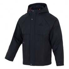 Adidas Men's Jacket, Sports Casual Thermal Lined Warm Windproof Hooded Jacket JI8680 - Black - View 9