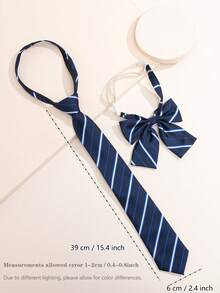 条纹印花领结和领带 制服领带 学院风 女士 女孩 礼品 配饰 女士