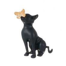 Black Cat Mouth Biting Bow Brooch Cute Cartoon Alloy Oil Drip Puppy Animal Brooch Simple And Versatile - 黑色 - 查看 1