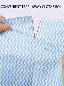 1 Roll (50 Sheets) Disposable Cleaning Cloths - Non-Stick, Oil-Free Kitchen Towels, Thick & Durable Cleaning Rags, Suitable For Dishes, Countertops, Multi-Purpose Home Cleaning, Kitchen Cleaning Supplies | Blue Striped Pattern | Durable Cleaning Material