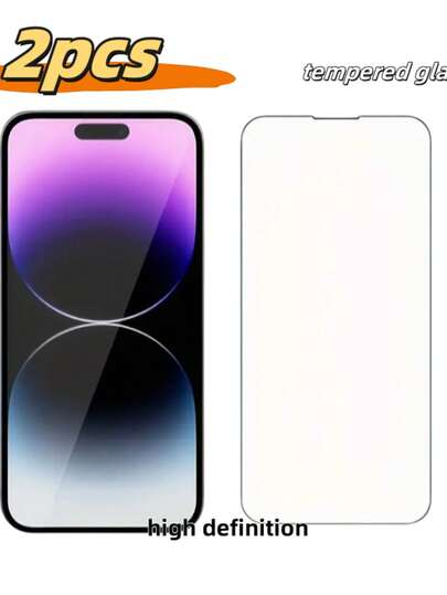 Shockproof Tempered Glass Phone Screen Protector 2pcs Screen Protector Suitable For IPhone Full Coverage Anti-Explosion High Definition Easy To Install High Clarity No Bubbles Anti-Scratch Anti-Drop Waterproof Fingerprint-Proof Birthday Easter Gift