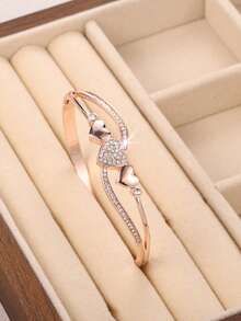 Fashion Charming Girl Heart Bangle Shinny Rhinestone Bracelet For Gift Party Accessory - Fashion Heart Bracelet - View 13