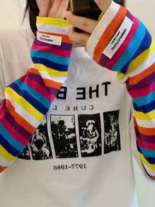 1 Pair Women's Loose Stripe Arm Sleeves, Lightweight For Spring/Summer, Breathable Long Arm Warmers For Driving, 2 Random Styles Without Tags