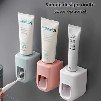 1pc Automatic Toothpaste Dispenser, Wall Mounted Bathroom Accessories Toothpaste Squeezer, No Nail, Portable