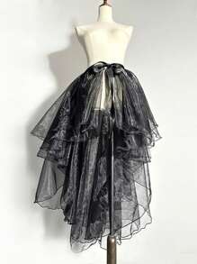 不对称前短后长燕尾服、不对称鱼尾表演服、不对称泡泡裙、飘逸舞台服、罩裙、女士白色和黑色秋装