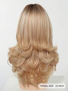 Peluca sintética de cabello ondulado y rizado de 22 pulgadas, de color rubio mezclado, resistente al calor, adecuada para uso diario, eventos y desplazamientos - Rubio degradado - Ver 5