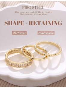 Milacolato Gold Silver Stackable Rings For Women - 14K Gold Plated Waterproof Stacking Thin Chunky Bands Cubic Zirconia Thumb Ring Set 2-4mm  Statement Promise Engagement Rings Size 5-10 - Nhiều màu - Xem 5