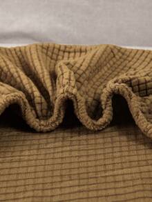 1pc Jacquard Sofa Seat Cushion Cover, Chair Cover Sofa Slipcovers, Stretch Washable Removable Slipcover, Polar Fleece Sofa Protector - Brown - View 5