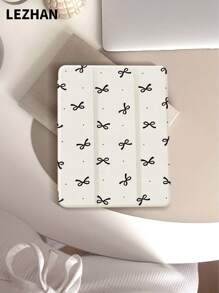 1pc Caparol Polka Dot Bow Print Pattern Flat Tablet Protective Case, Compatible With IPad 10.2 Inch, IPad Pro 11 2021/2020/10th Gen, IPad Mini 4/5/6, Galaxy Tab A8 10.5 Inch 2022, Matepad 10.4/Tab, With Pencil Slot, Anti-Drop, Tablet Stand Protective Cover