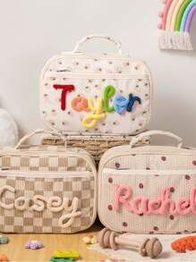 Torba na lunch z personalizowanym nadrukiem z włóczki, prezent dla dziecka, torba szkolna, torba dla dziecka, ręcznie robiona torba na lunch z imieniem, dobra jakość, wygoda, prezent urodzinowy