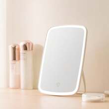 Espelho de Maquiagem com LED Branco, 3 Cores de Iluminação, Iluminação Frontal, Brilho Ajustável, Interruptor de Toque, Design Portátil e Dobrável, Carregamento USB - A Escolha Ideal para Entusiastas da Beleza