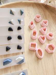 1/10pcs Geometry Clay Cutters Kits For Jeweley Making, Love Earring Polymer Clay Cutters Mini Triangle Diamond Clay Tool, Charm Making Tool, Jewelry Making Kits