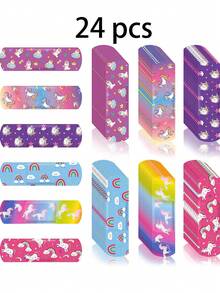 24片/30片可爱卡通女孩风格透气创可贴，6款随机款式 PE自粘创可贴运动户外时尚便签 - 万圣节和圣诞节礼物 - 款式随机 - 彩色 - 查看 16