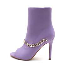 Women's Peep Toe Ankle Boots, Gold Chain Detail, High Heel: Stylish Design, Non-Slip Rubber Sole, Latex Insole For Comfort, Perfect For Shopping, Parties, And Casual Outings  Fashionable    Polyester - HOA OẢI HƯƠNG - Xem 2