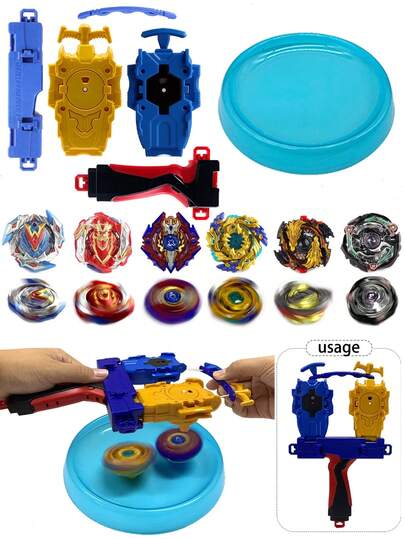 11pcs/Set Battle Spinning Top Toy Combo With Multicolor Handles And Launcher, Suitable For Battling, Variety Of Styles, Christmas Gift