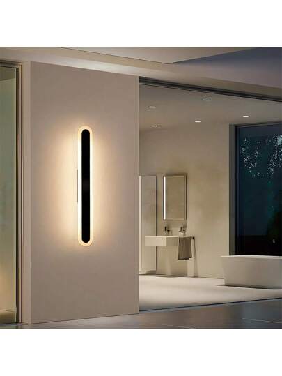 Moderne LED Wand Light, Black, 40/60cm, USB Charging Touch Sensing Aluminum Acrylic Material, Wit Exterior Mounted Linear Gardens, Porches, Balconies Stairwells