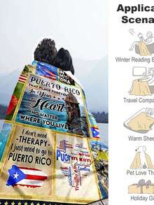 Puerto Rican Themed Flannel Blanket - Vibrant Cultural Prints With Flags, Symbols & Puerto Rico Text - Soft Warm Travel Digital Print,Suitable For All Seasons,      Washable And Machine-Washable, Lightweight, Breathable, Comfortable, Warm,  Unique, 280gsm For Him And Her, Perfect For Naps, Camping, Travel, Family, Daily Life, Office Decoration, Birthday Anniversaries, Valentine's Day, Thanksgiving, Christmas, Halloween, Mother's Day, Father's Day, Wedding,   New Year Gifts Provide Personalized Ideal Gifts For Her, Him, Family Members, Boyfriends,  Girlfriends, Fathers, Family Members, Mothers, Lovers,   Daughters, Sons,   Grandfathers, Grandmothers,     Friends, Classmates And Pets.     Sofa,Bed,Car,Bedroom,Living Room,Office,  Outdoor Camping, Beach,Wall Decoration - 多色5 - 查看 6