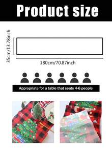 1pc 35*180cm/13.78*70.87inch Christmas Decorative Table Runner, Red & Black Plaid Santa Claus & Christmas Tree Gift Pattern, Suitable For Home Dining Table, Coffee Table, Party Decor, Holiday Gift Essential Textile Decoration - Multicolor - View 14