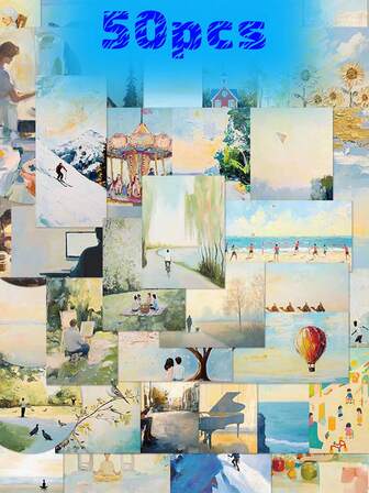 50 张和平装饰贴纸，治愈风格，适用于行李箱、吉他、滑板、笔记本、日记本、节日和生日礼物、学习奖励