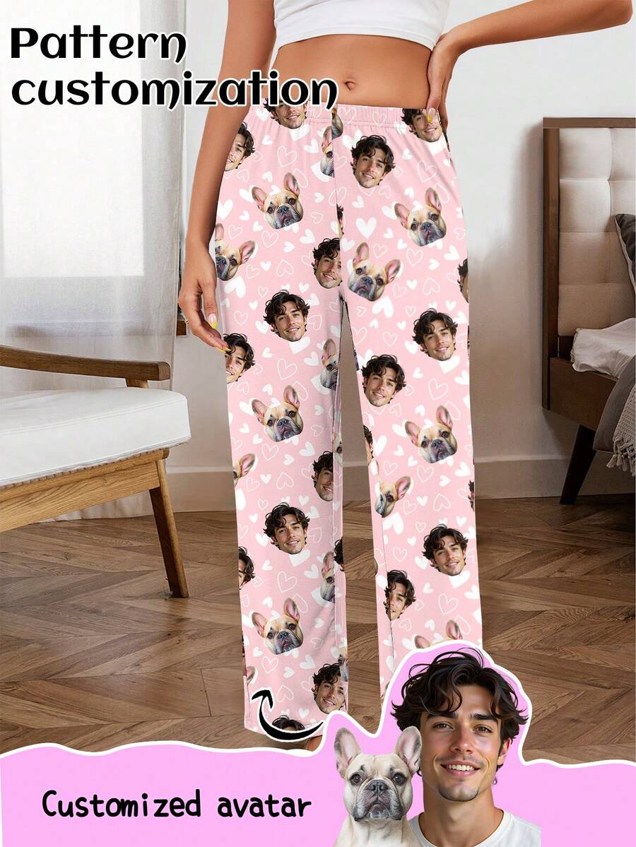 Customized Women's Sleepwear, Customizable With Any Unique Pattern As A Holiday Gift, Suitable For Couples, Friends, Holiday Parties, And Couples - Pink - View 1