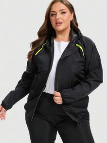 1PC Plus Size Rain Jackets For Women Waterproof Raincoat Hooded Rain Coats Outdoor Windbreaker Trench Coat - Black - View 5
