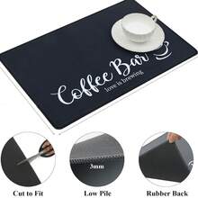 Large Coffee Mat 2-Pack  Absorbent Non Slip Mats For Countertop Bar Accessories Heat Resistant - Black - View 6