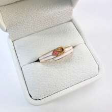 1 pieza Anillo exquisito con estampado floral de melocotón y esmalte de goteo estilo chino vintage - Anillo de flor de durazno - Ver 16