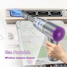 Easypie Selection 1 pièce Aspirateur de voiture sans fil rechargeable avec double filtre, aspiration puissante, portable, à main, mini souffleur de poussière pour la maison et l'automobile, batterie 2000 mAh
