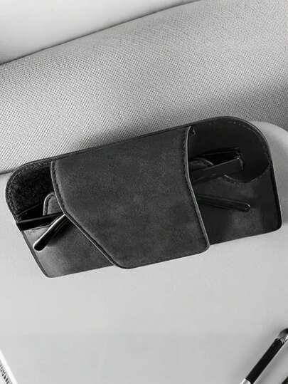 حامل نظارات سيارة عالمي قطعة واحدة | صندوق تخزين من جلد البولي يوريثان، منظم نظارات للسيارة، صندوق تخزين للسيارة