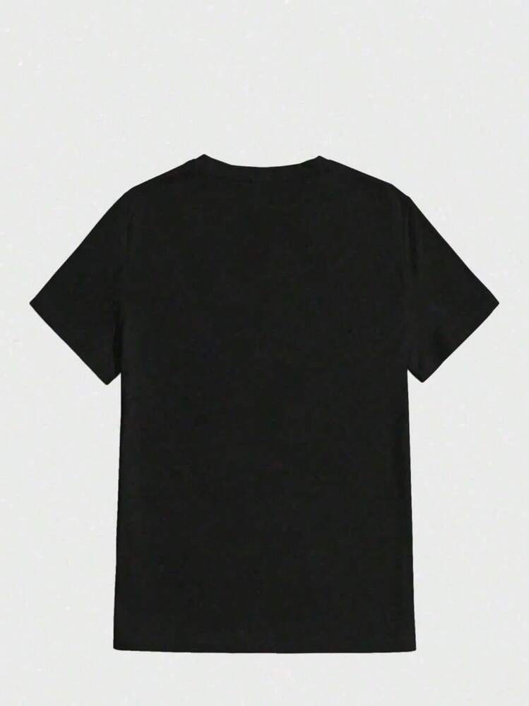 Number 8 With Halo And Kobe Tribute Print, Casual, Comfortable And Versatile Print, 220g Pure Cotton T-Shirt With Letter Pattern, Unisex Leisure Style - màu đen - Xem 3