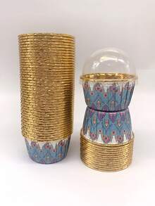 Cakegiugiu Set , 25/50/100 Bohemian Style Cupcakes With Lids, Disposable Muffin Cups With Lids, Heat Resistant Baking Cups,Glossy Cupcake Liners, Muffin Molds, Baking Tools, Curled Edge Cake Cups,Cake Holder, Perfect For Wedding And Birthday Parties - Multicolor - View 32