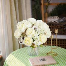 1pc/3pcs 12inch Romantic Silk Peony& Hydrangea Bouquet Artificial Flowers Centerpieces,Plastic Flowers Handheld Flower Arrangement For Wedding/Home/Bedroom/Living Room/Table Decoration/Bride's Bouquet/Wedding Decorations/Fall Decor ﻿ - White - View 8