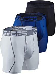 Men's Cool Dry Mesh Boxer Trunks 6-Inch Briefs, 3-Pack - 6-inch_(black / Blue / White) - View 1
