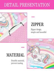 1/3pcs Set, Includes 1 Duvet Cover And 2 Pillow Shams, Duvet Cover Made Of Polyester Fabric, Digital Printed Pattern With Smiling Rainbow Unicorn. Available In Multiple Sizes, Suitable As Holiday Gift For Girls And Children.