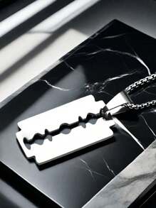 Stainless Steel Geometric Pendant Long Necklace, Unisex Punk Style Fashion Jewelry - Multicolor - View 3