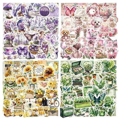 50PCS Retro Series Stickers Colored Decals For Diary Junk Journal Water Bottle Laptop Phone Decoration Scrapbooking Supplies