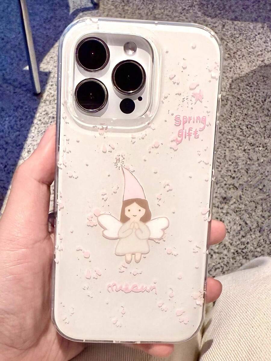 1 pieza Estuche de teléfono con ángel niña brillante y religioso, compatible con iPhone 16 Pro Max. Estuche de teléfono con impresión anti-caída y estilo femenino, compatible con iPhone 11/12/14/13/16, compatible con iPhone 15 Pro Max